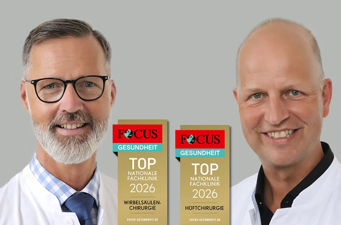 Auszeichnung für die Abteilungen der Chefärzte Dr. Christian Brinkmann (l.) und Dr. Frank Horst.