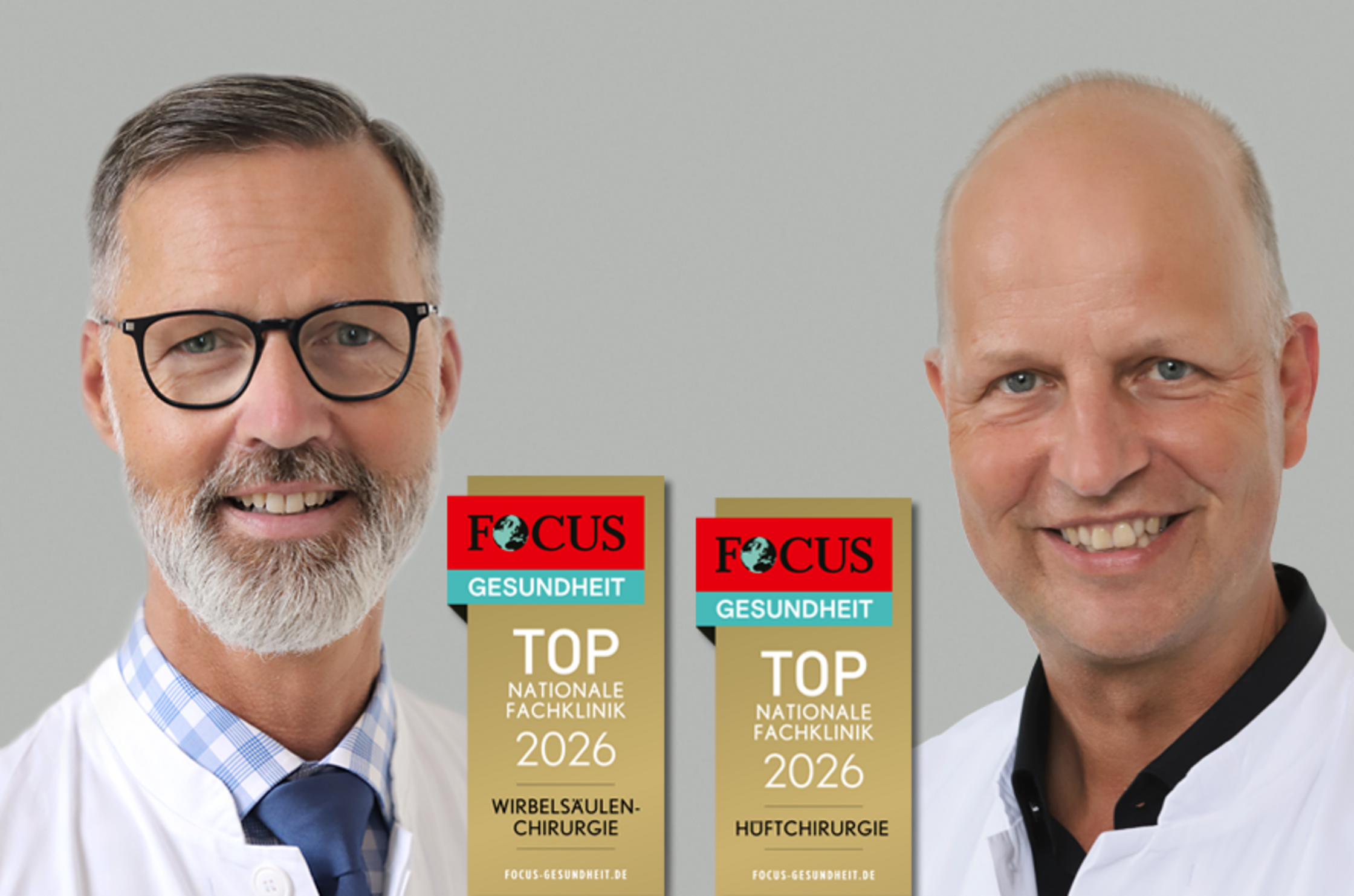 Auszeichnung für die Abteilungen der Chefärzte Dr. Christian Brinkmann (l.) und Dr. Frank Horst.